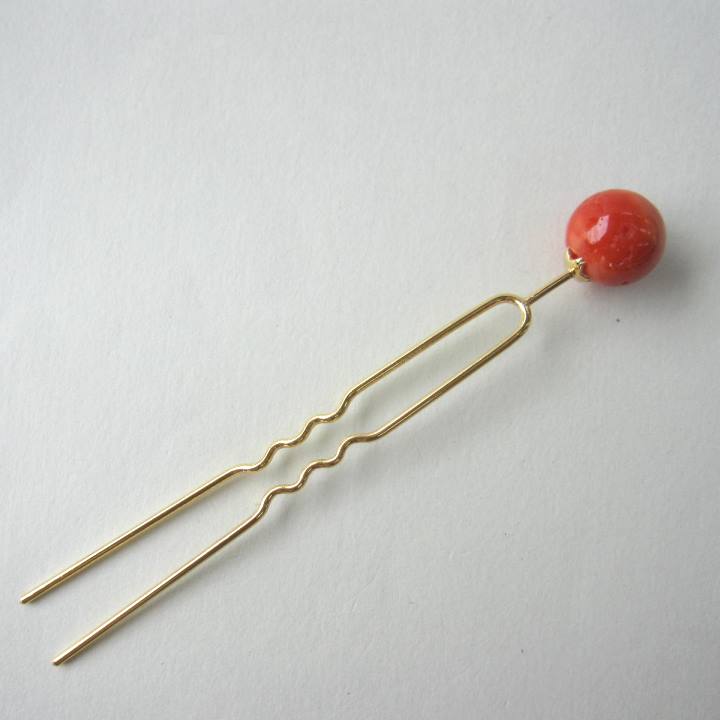 楽天市場】日本 高知産赤珊瑚 玉かんざし 13.3ミリ 和小物 髪飾り 着物