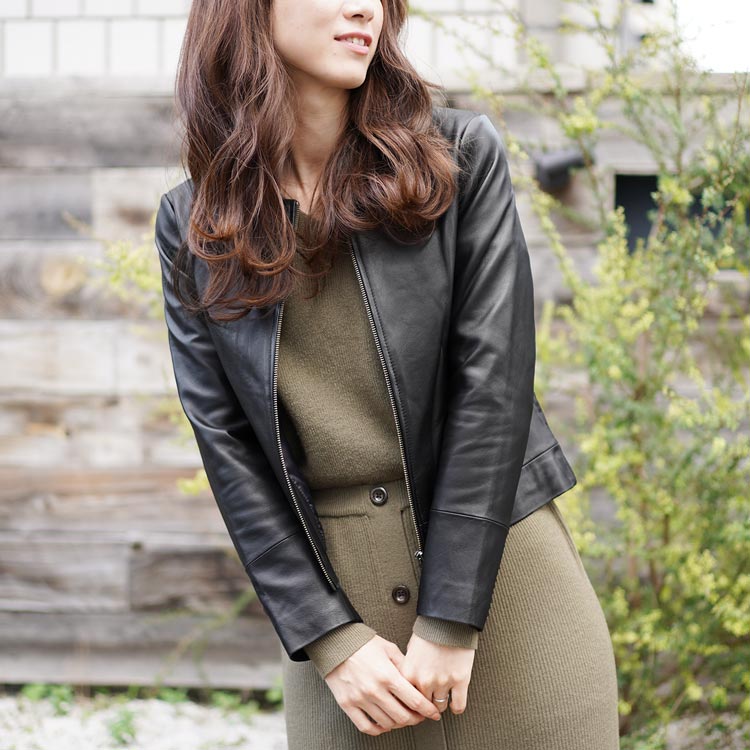 楽天市場】【4h限定20%off】レザージャケット レディース ノーカラー