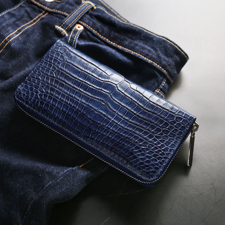 楽天市場】藍染 ポロサス 財布 メンズ スモール クロコダイル 長財布