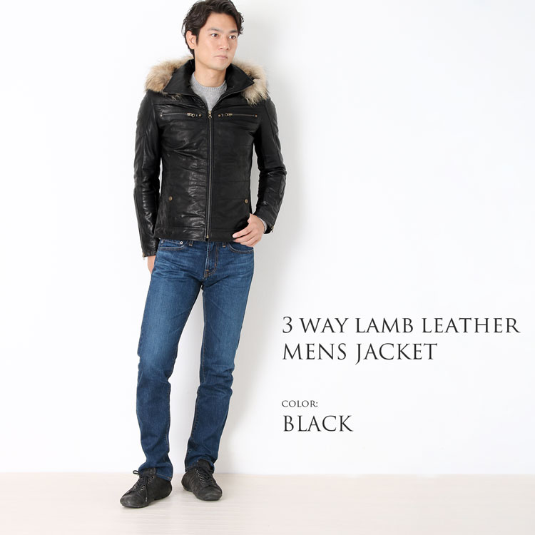 楽天市場】【期間限定価格】ラム レザージャケット フード付 ファー