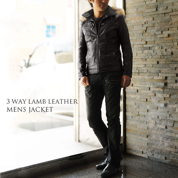 楽天市場】【期間限定価格】ラム レザージャケット フード付 ファー