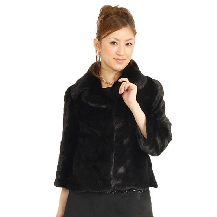 楽天市場】【40%offクーポン】ブラック ミンク ケープ ジャケット