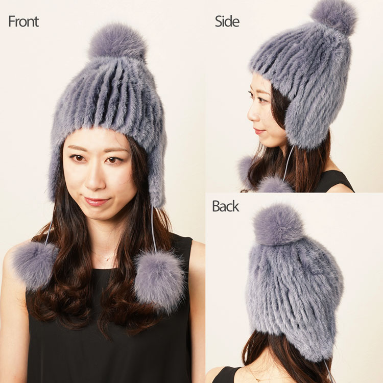 楽天市場】【期間限定価格】ミンク ファー ボンボン付き 帽子