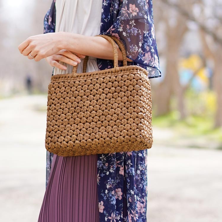 楽天市場】山葡萄 かごバッグ バッグ かご 籠 六角花編み 六角 花編み