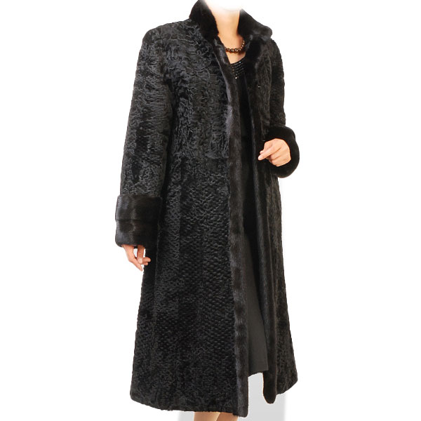 楽天市場】【40%offクーポン】カラクルラム ロングコート ブラック