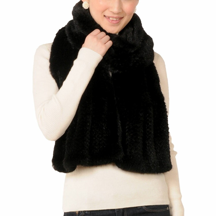 楽天市場】ミンク 編み込み フリル ロング マフラー ファー 女性用