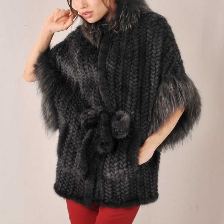 楽天市場】【期間限定価格】ミンク 編み込み ケープ ジャケット