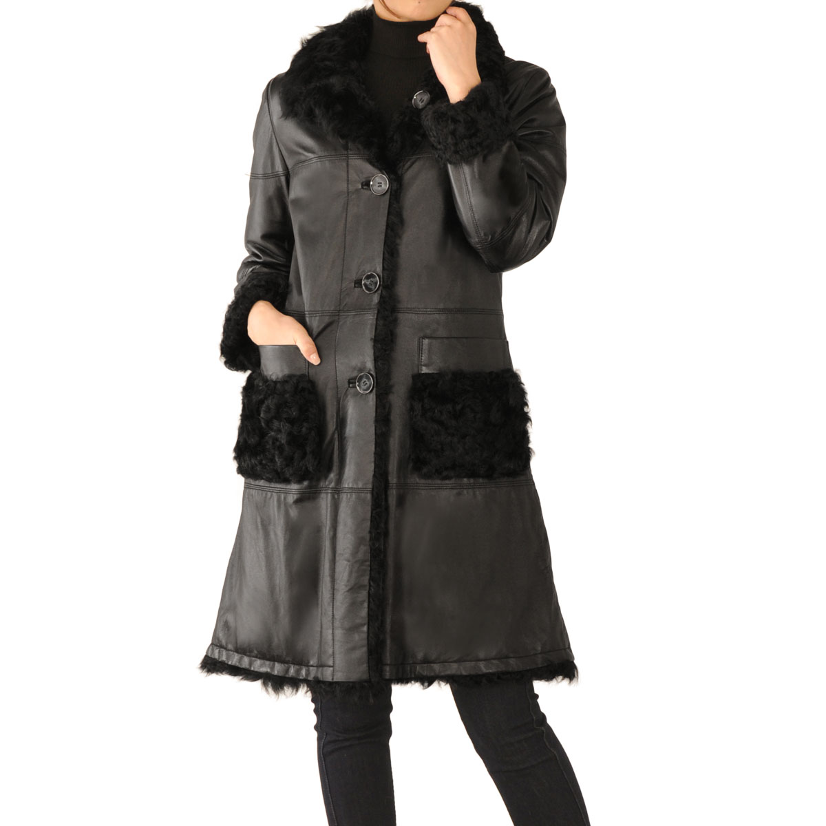 楽天市場】【10%offクーポン】毛皮 コート ラム＆チキャンラム コート