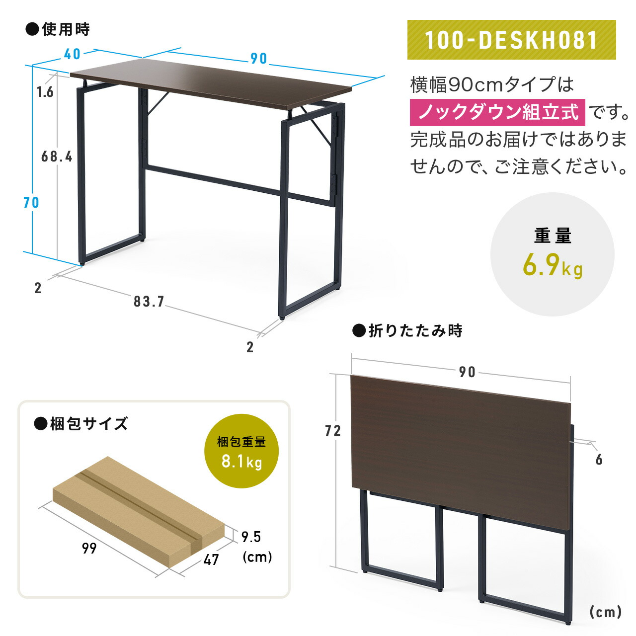 楽天市場】【楽天1位受賞】折りたたみデスク 折りたたみテーブル 幅