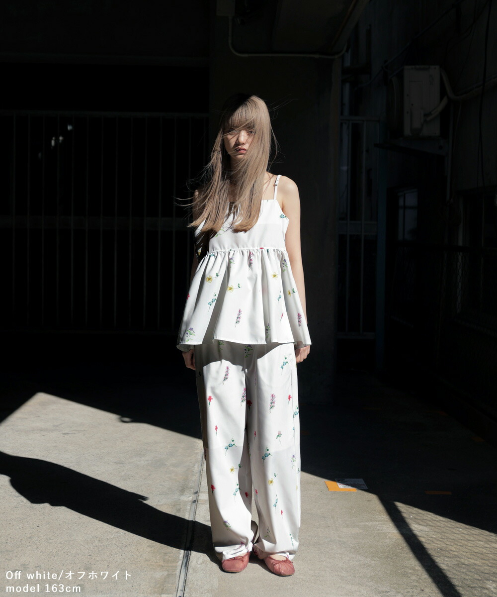 楽天市場】花柄プリントタックワイドパンツ ボトムス スラックス