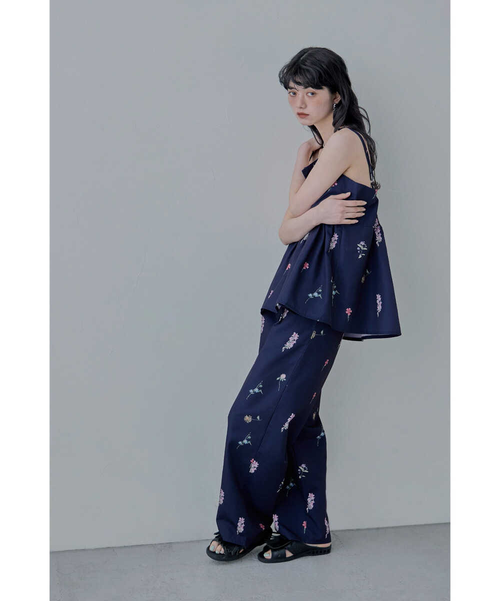 楽天市場】花柄プリントタックワイドパンツ ボトムス スラックス