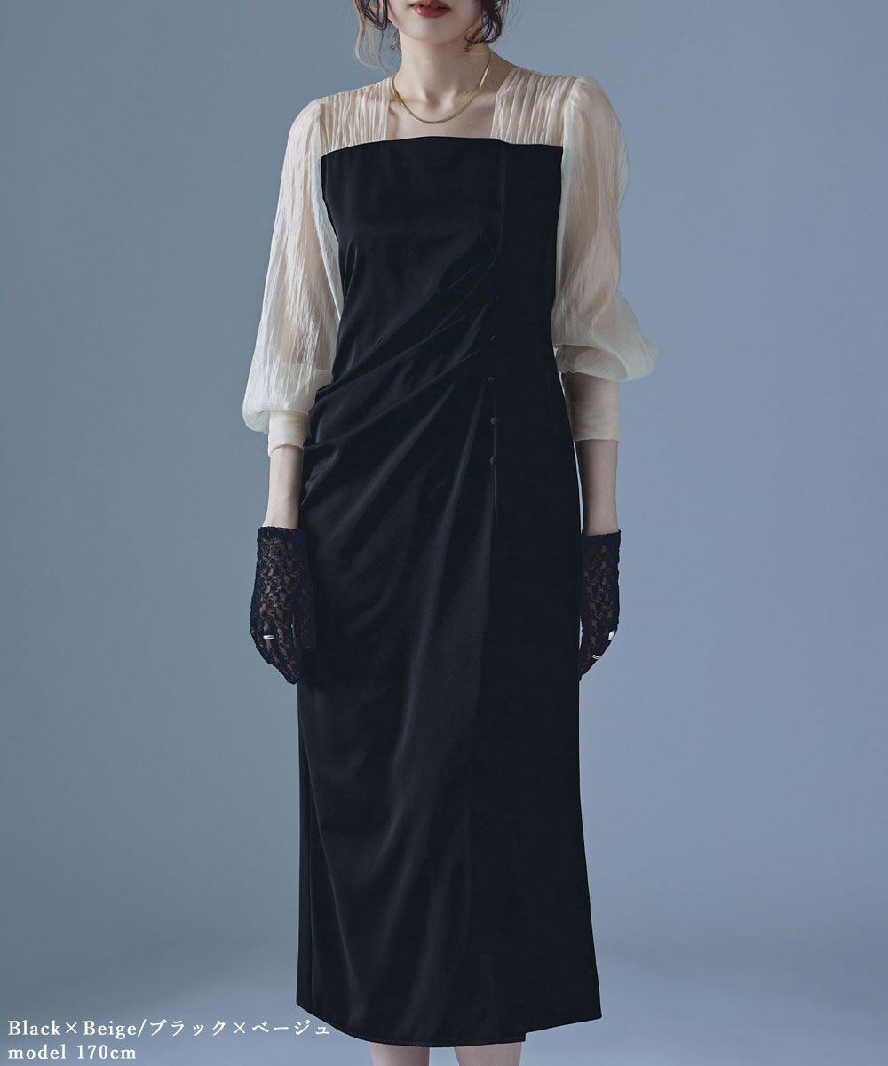 楽天市場】ドレープデザインIラインドレス ワンピース ワンピ ドレス