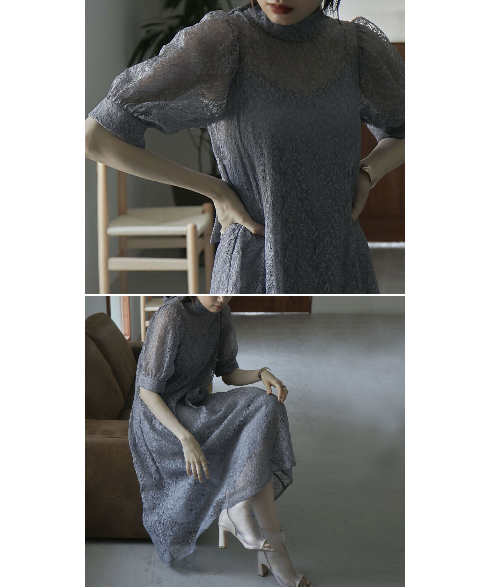 楽天市場】インナー付きバックリボンレースドレス ドレス ワンピース