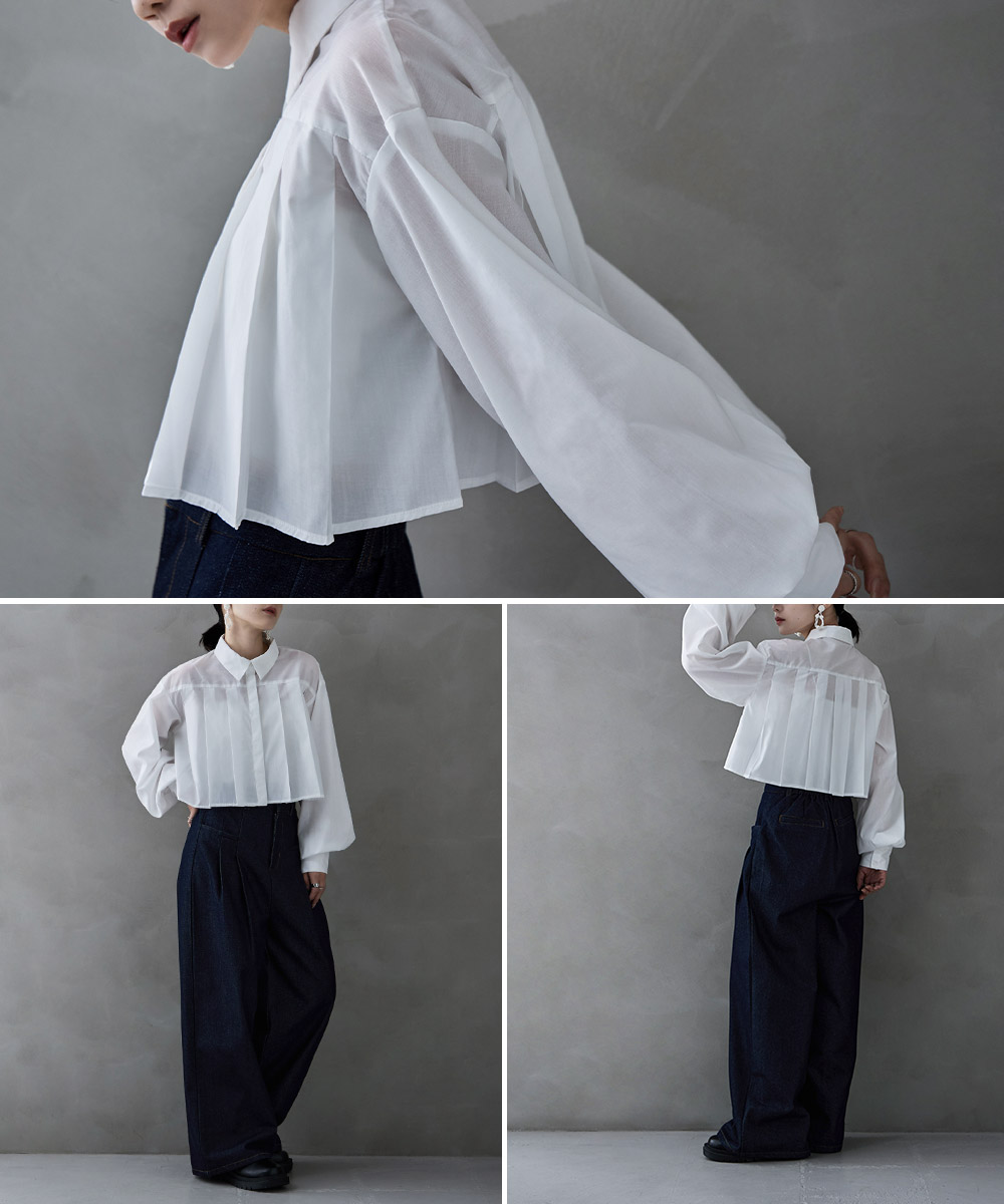 楽天市場】タックプリーツボリュームスリーブシャツ トップス 長袖