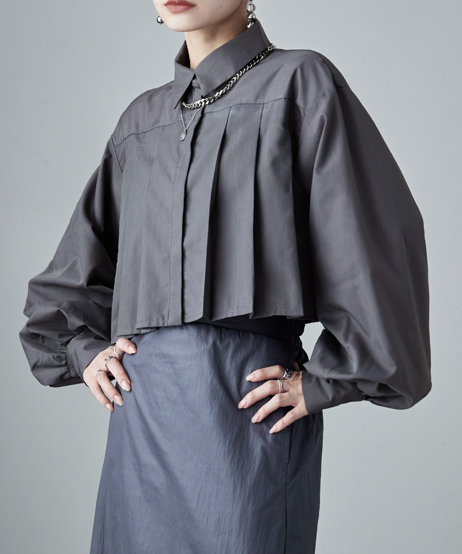 楽天市場】タックプリーツボリュームスリーブシャツ トップス 長袖