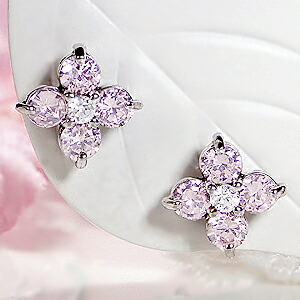 楽天市場】K18WG ピンクサファイア ダイヤモンド フラワー ピアス18金