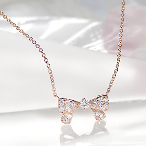 楽天市場】K18PG リボンモチーフ ダイヤモンド ペンダント【0.2ct