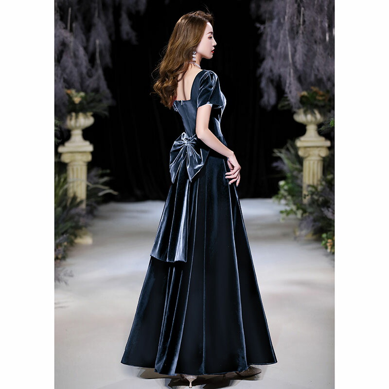 楽天市場】カラードレス ウェディングドレス ベロア ベルベット ブルー