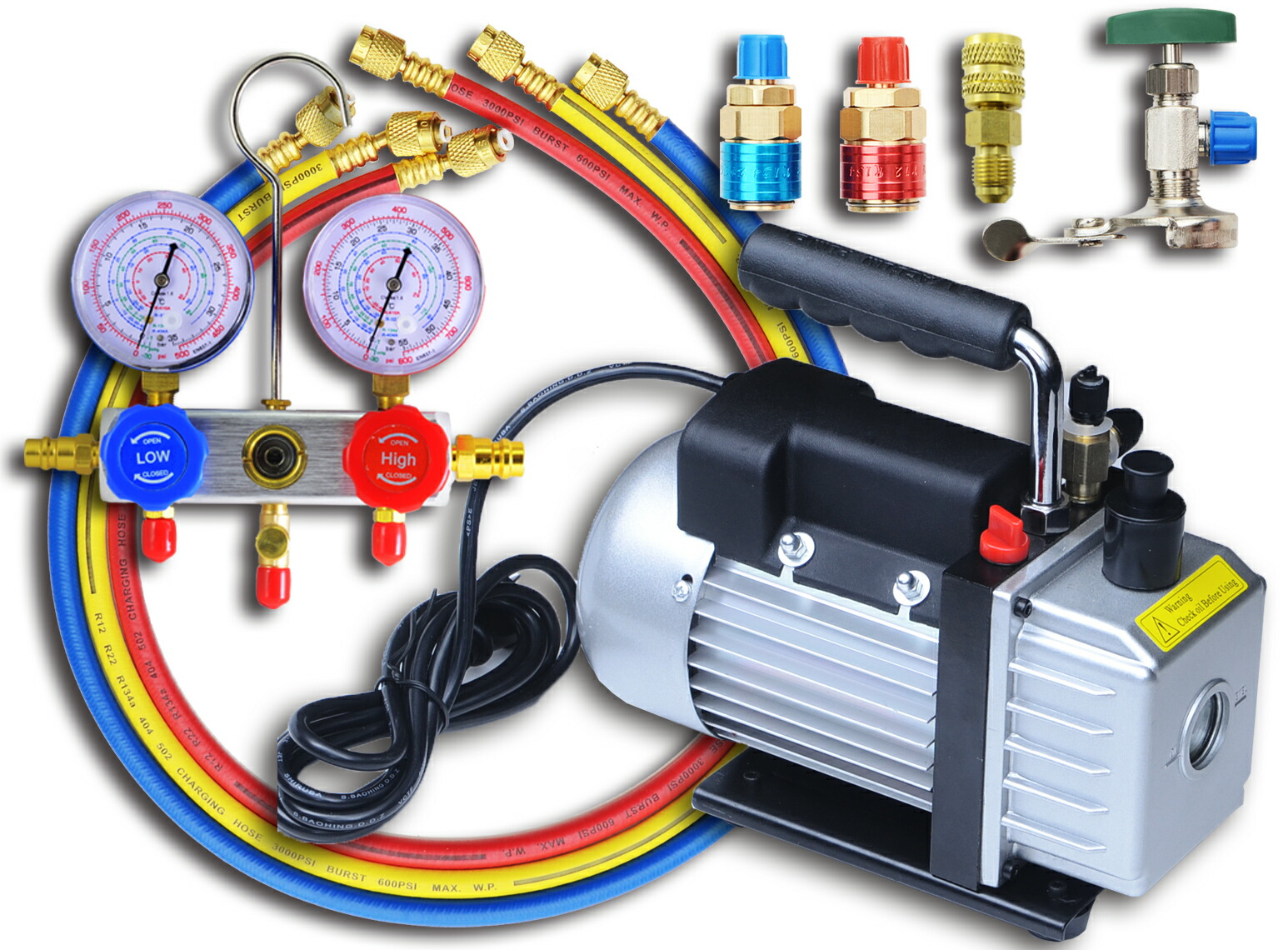 楽天市場】エアコンガスチャージ＆真空ポンプ R134a R32 R410a R404a