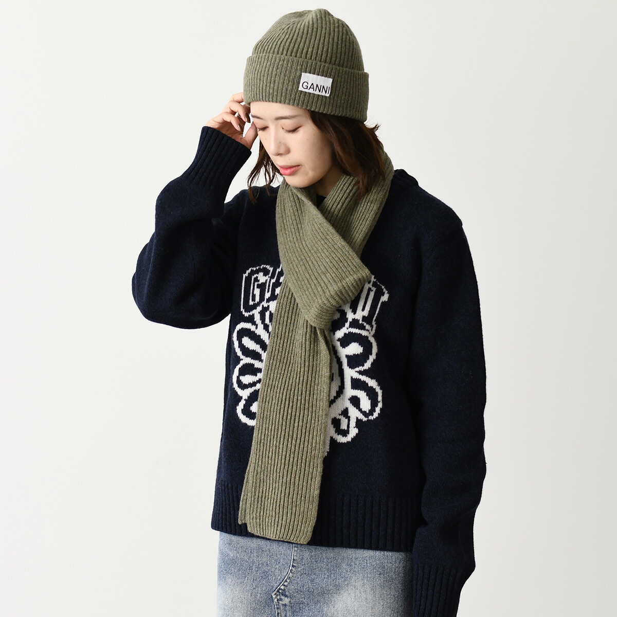 楽天市場】GANNI ガニー マフラー ストール リブニットマフラー A5120