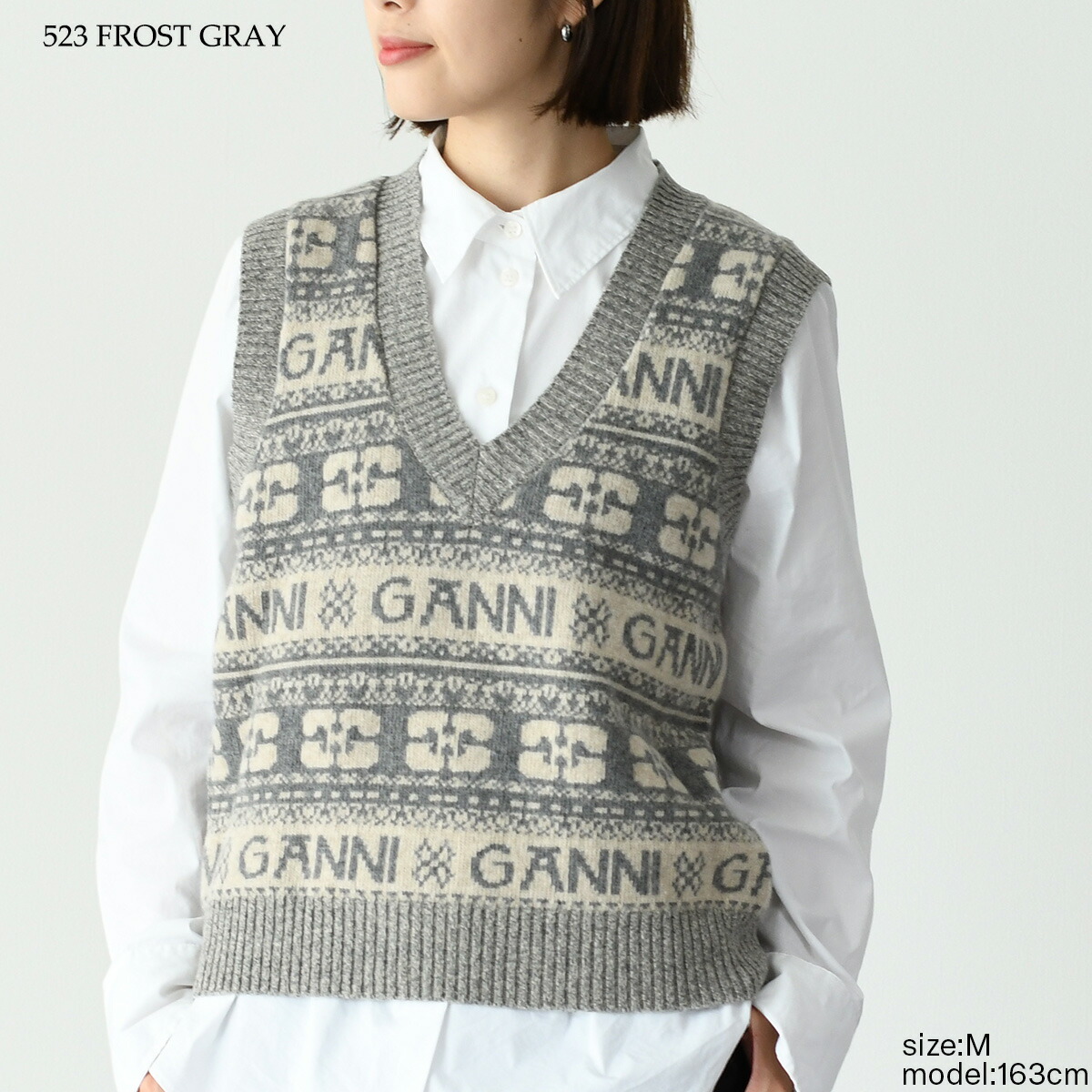 楽天市場】GANNI ガニー ベスト トップス ロゴウールミックスベスト
