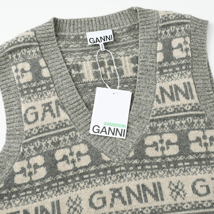 楽天市場】GANNI ガニー ベスト トップス ロゴウールミックスベスト