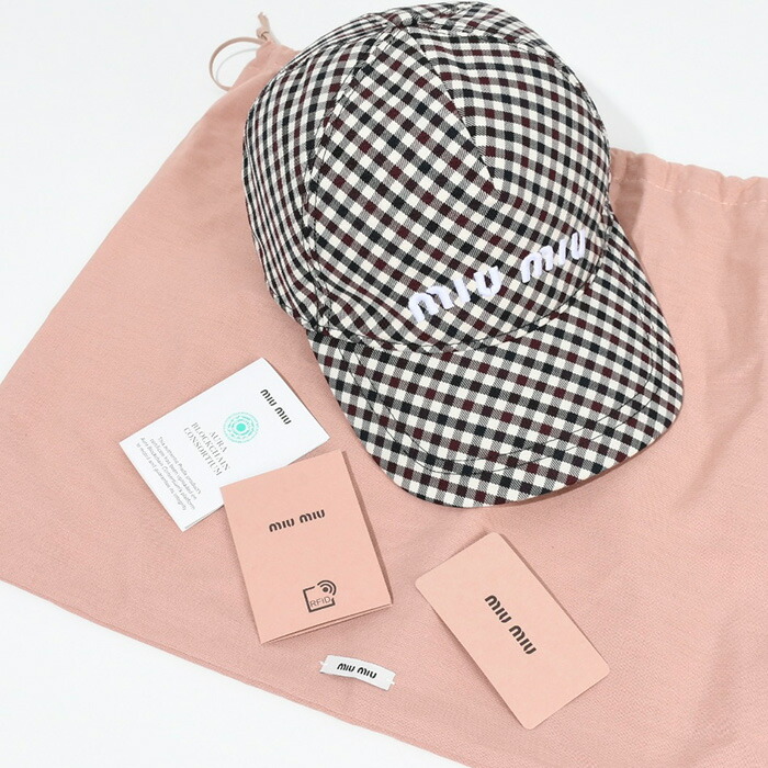楽天市場】MIU MIU ミュウミュウ キャップ ギンガムチェックベース