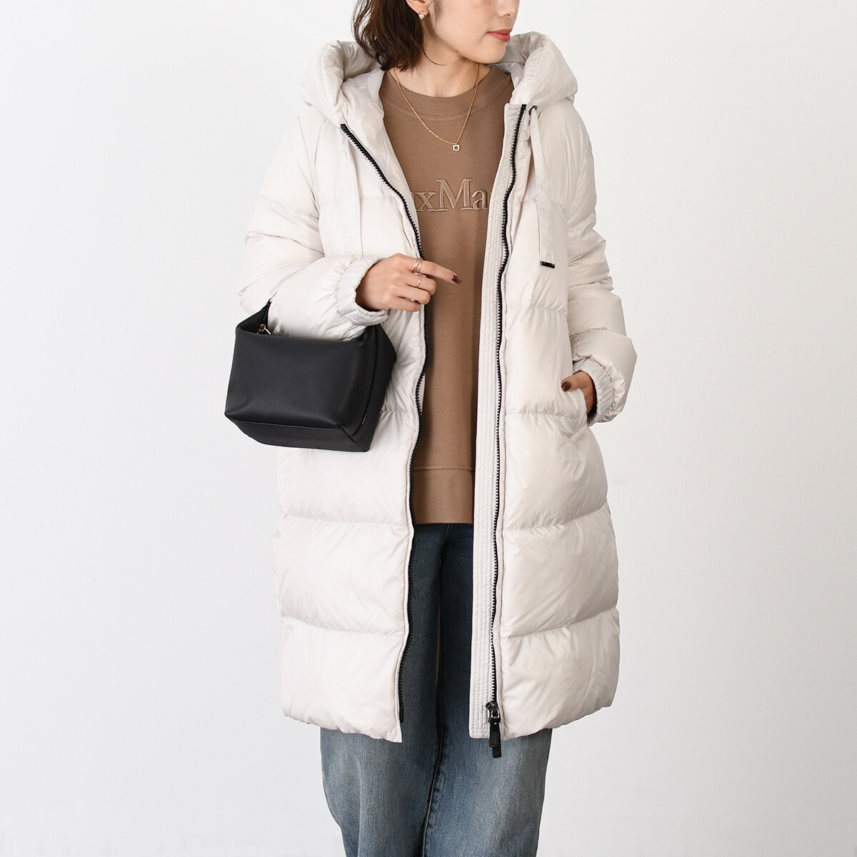Max マックスマーラ ダウンコート 白タグ フード ビックカラー Mara