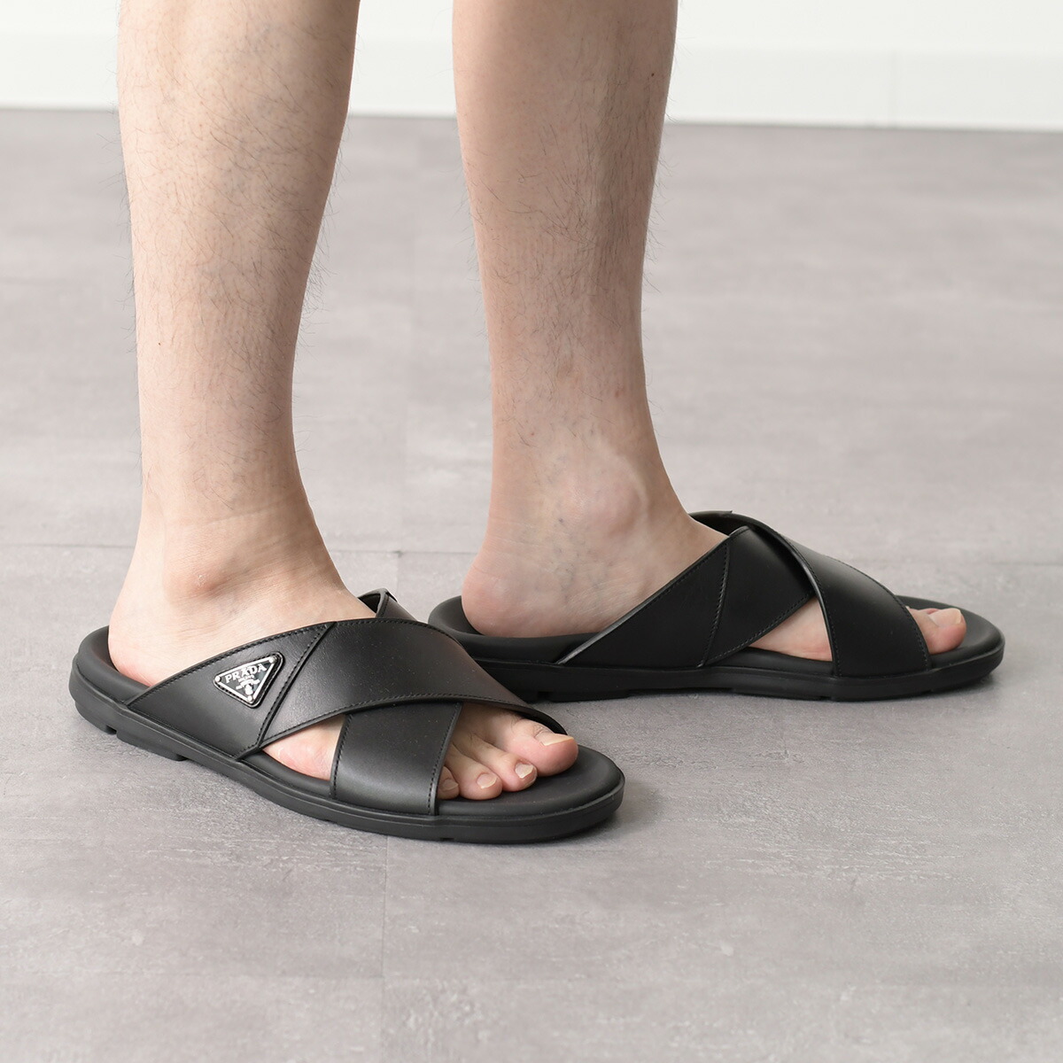 楽天市場】PRADA プラダ サンダル レザー クリスクロス スライド