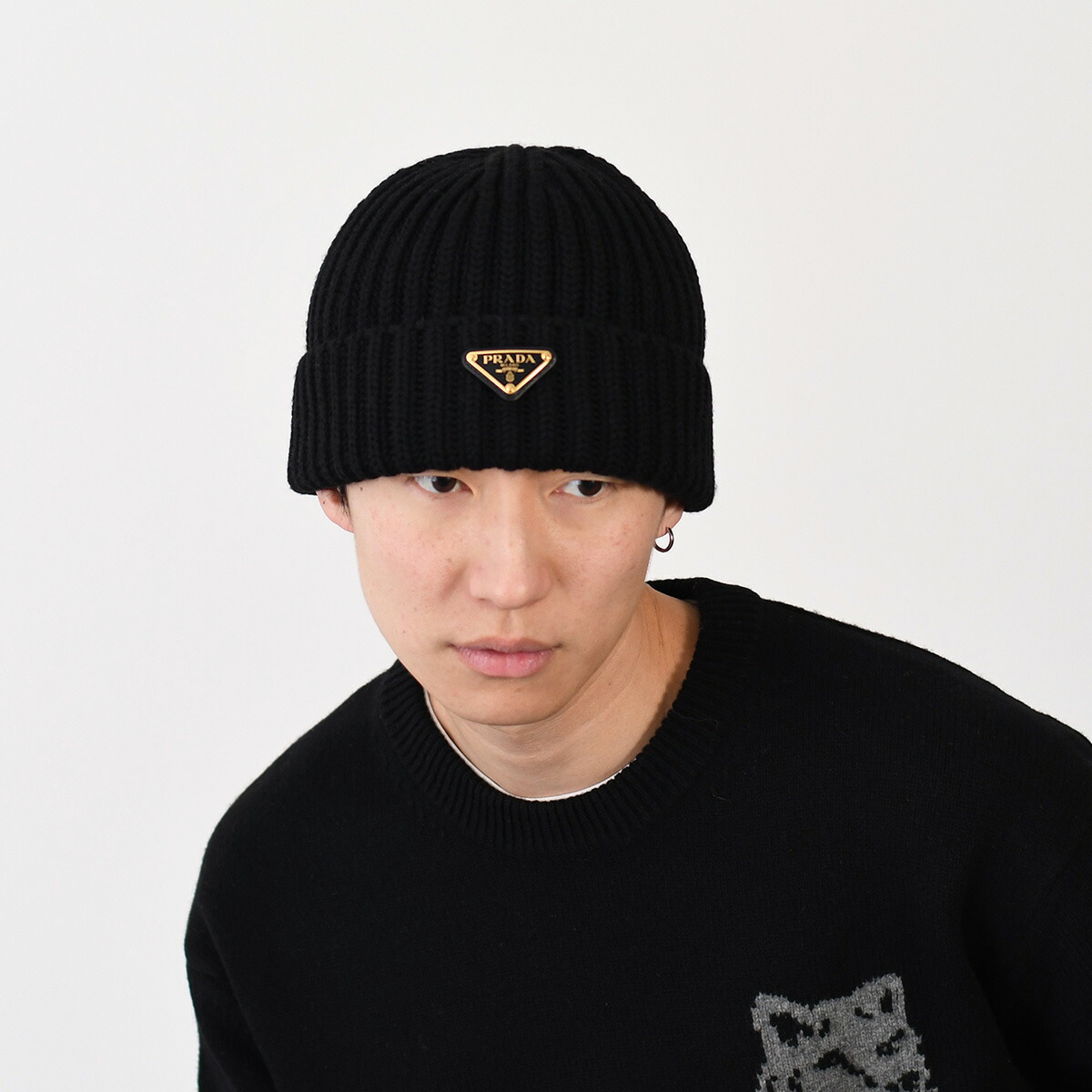 楽天市場】PRADA プラダ ニット帽 ウール ビーニー 1HC390 2DZL メンズ