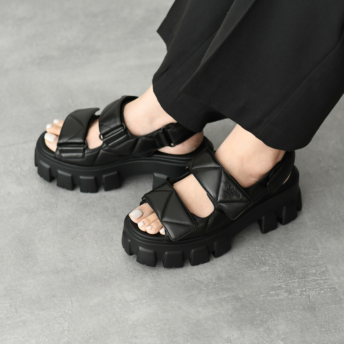 楽天市場】PRADA プラダ レザーサンダル シューズ モノリス 1X439N 038