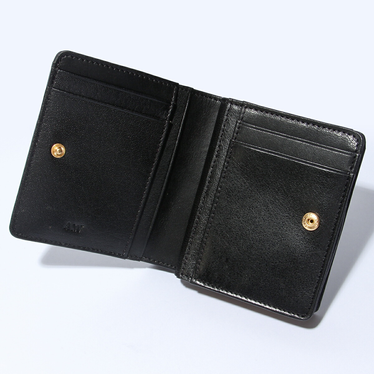 ハンドメイド 二つ折り 革財布 クロムエクセル 黒色 真鍮 cx-hw-000