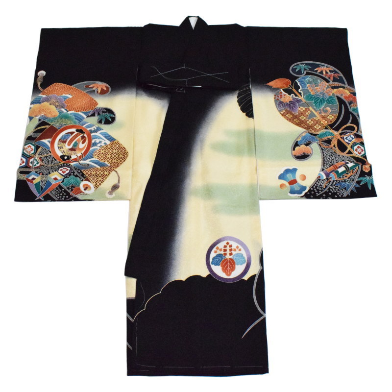 楽天市場】販売品 産着 男の子 男児お宮参り着-No.02（地色：黒色/産着