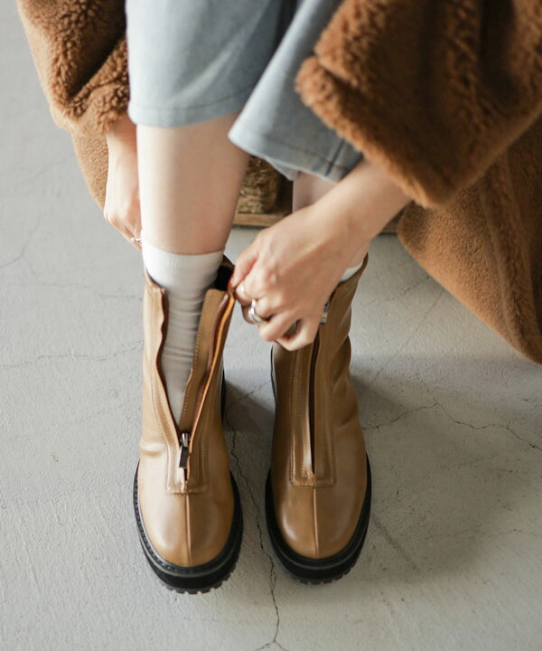 センソユニコ 慈雨 ブラウン スエード レザー ショートブーツ