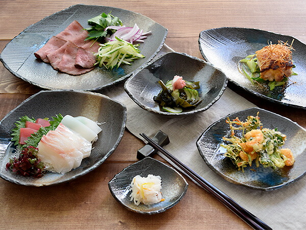 楽天市場】和食器 長皿 変形菱型 黒海 お皿 プレート サンマ皿 さんま