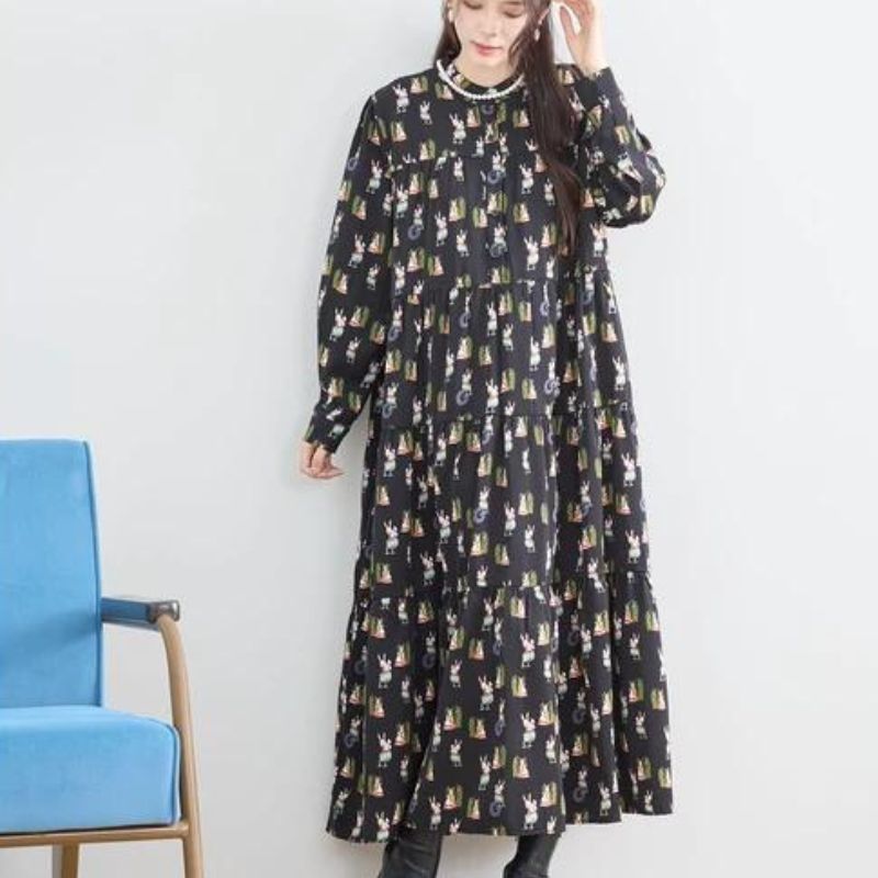 楽天市場】ワンピース きれいめ 50代 秋 冬 ラビット ウサギ 上品