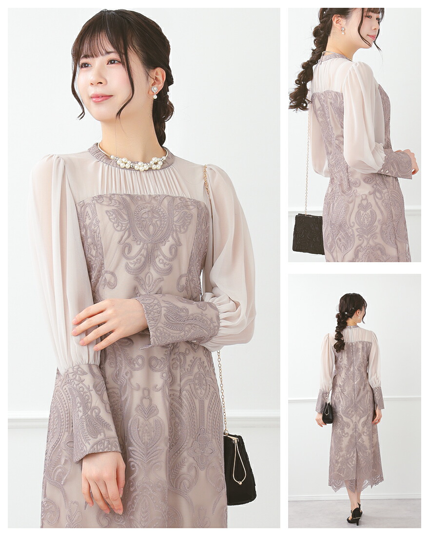 楽天市場】ダマスク柄がシックな印象のドレスワンピース パーティー