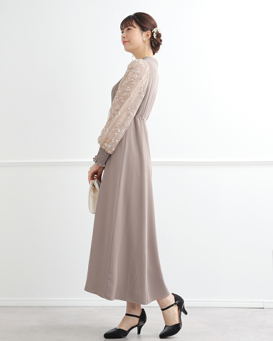 楽天市場】スリーブエンブロイダリードレス パーティードレス 結婚式