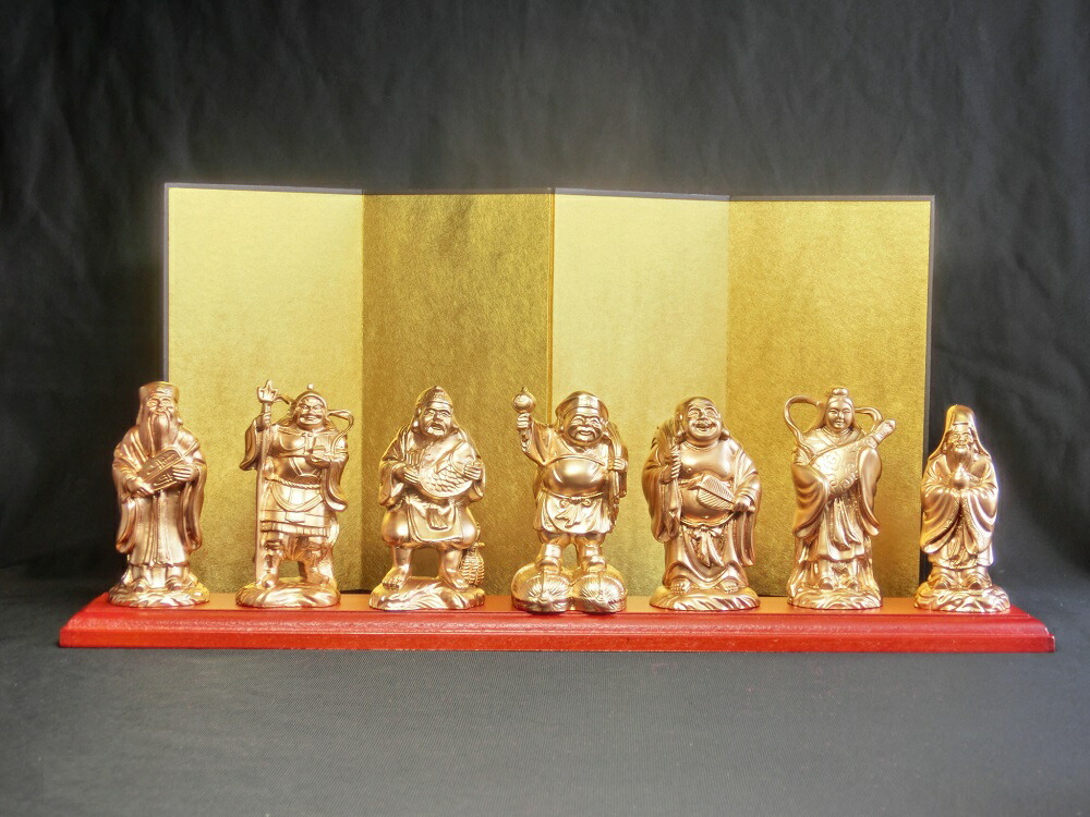 楽天市場】開運 金色 七福神 像 (寿山石製)高さ約10cm ☆木製台座・金
