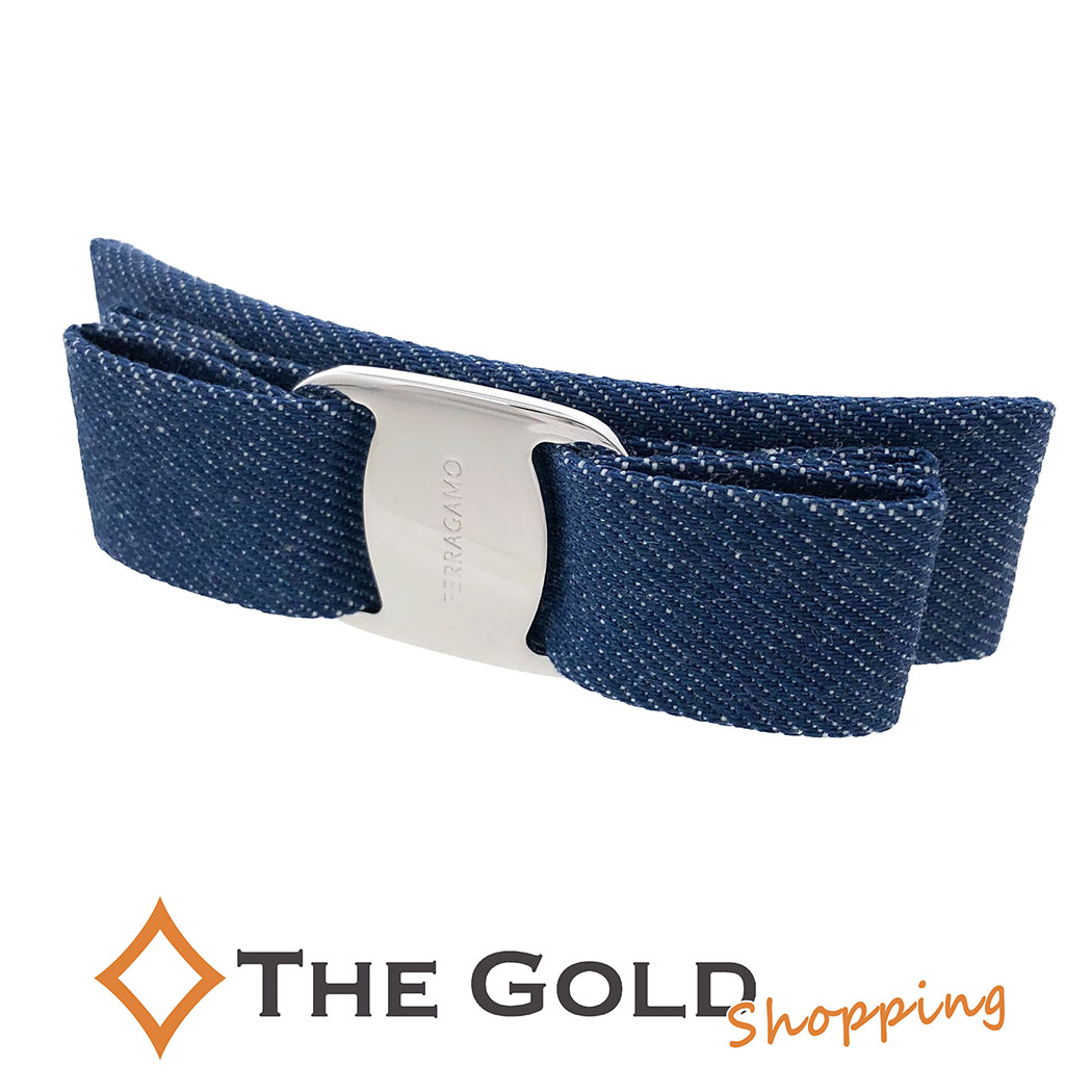 楽天市場】サルバトーレフェラガモ□ ヴァラ バレッタ デニム ブルー