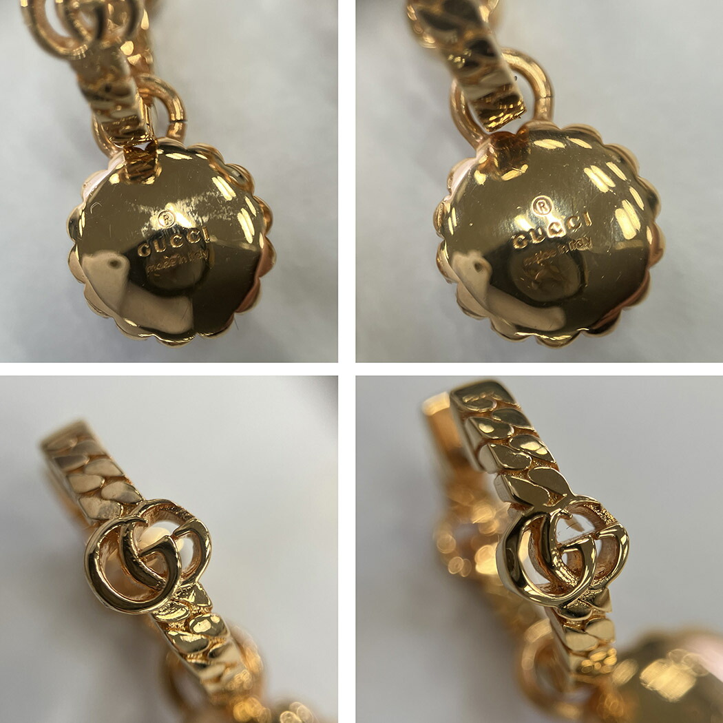 楽天市場】グッチ ダブルGフラワーフープピアス ピンク ラインストーン