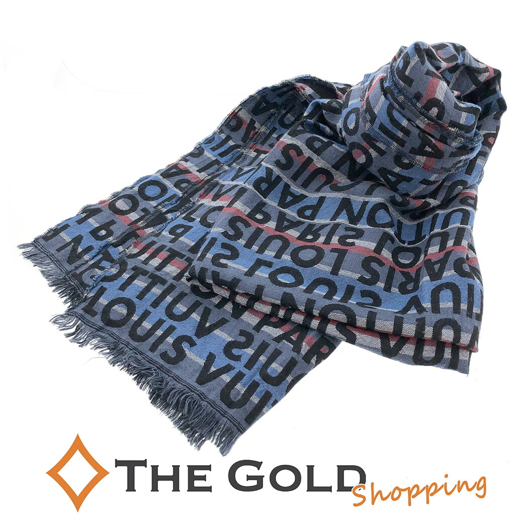 楽天市場】ルイヴィトン☆ ストール タグストライプ M70524 ブルー