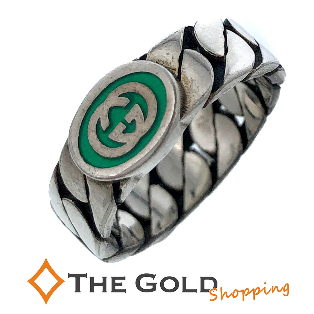 楽天市場】グッチ インターロッキングG チェーンリング #17 SV 緑