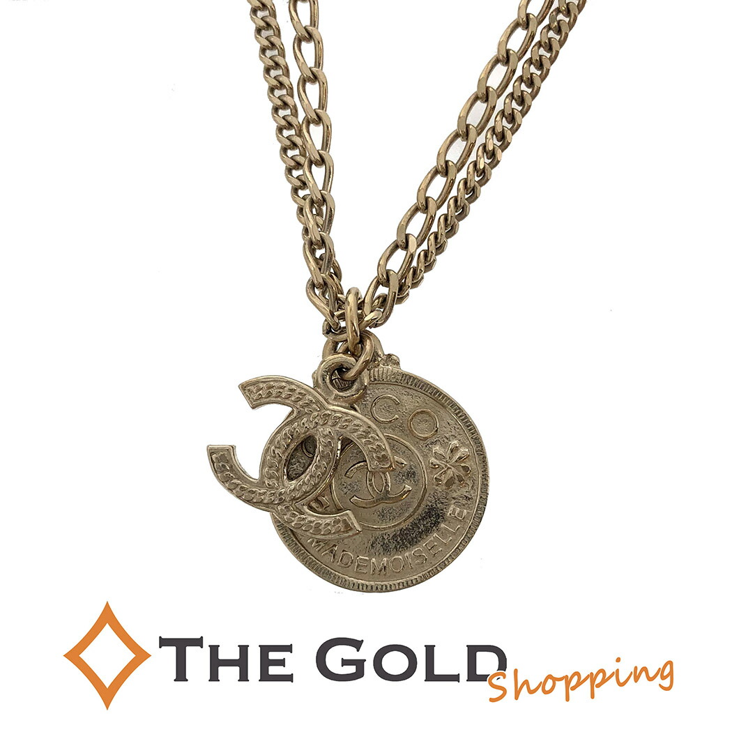 楽天市場】CHANEL□2連ネックレス コイン マドモアゼル ココマーク