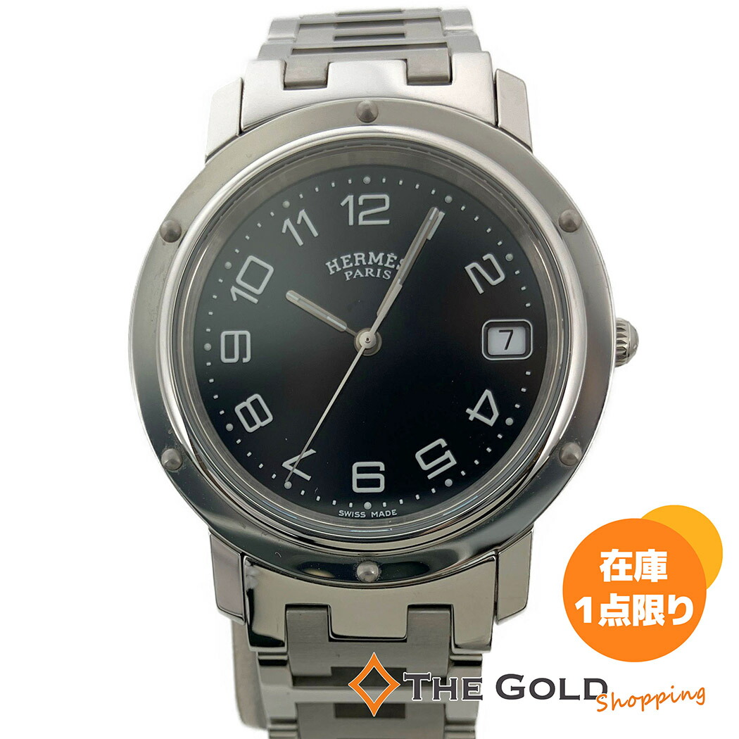 楽天市場】HERMES□ クリッパー CL6.710 電池交換済 クォーツ 黒文字盤