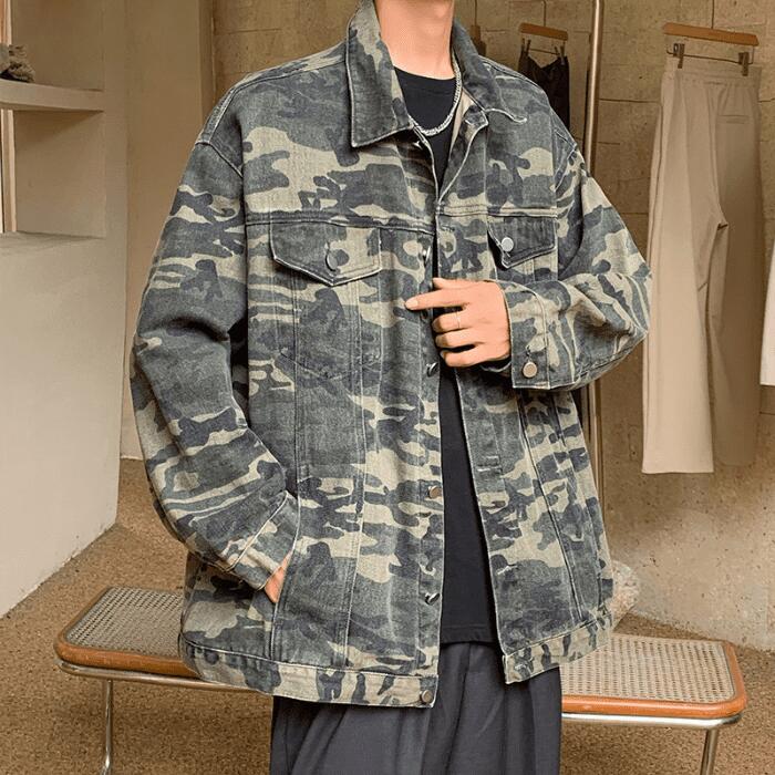 楽天市場】迷彩ジャケット アウター メンズ カモフラデニム韓国 高校生
