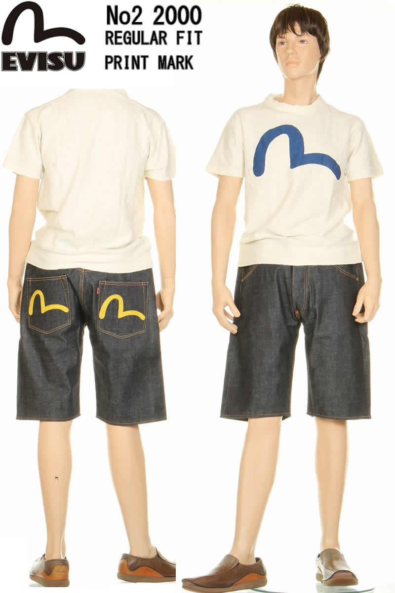 楽天市場】EVISU JEANS No2 2000 ハーフパンツ カモメ 刺繍マーク