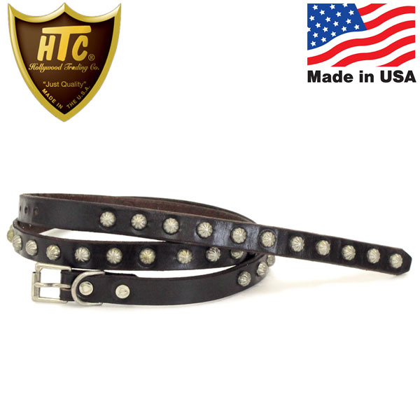 36 HTC◇ピーナッツ型スタッズベルト//オールブラック/レザー/BLK