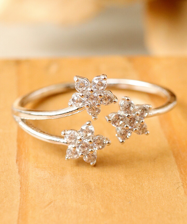 楽天市場】ボタニカルモチーフストーンリング フラワー シルバー