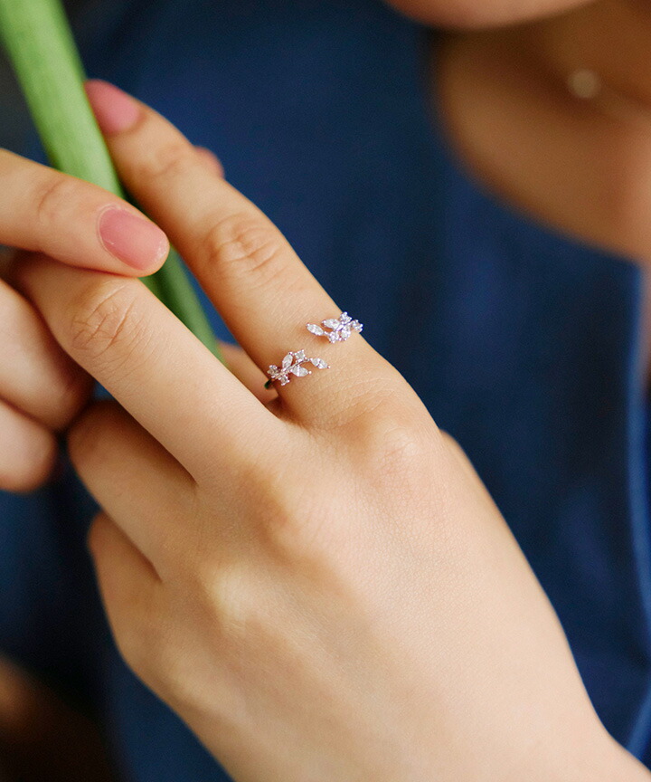 楽天市場】ボタニカルモチーフストーンリング フラワー シルバー